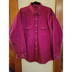 Black Duck Mens XL Burgandy L/S Button Up Repaired Shoulder